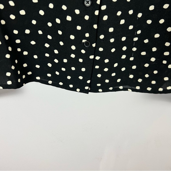 Frank And Oak Black Polka Dot Button-Up Blouse Size Medium - Picture 7 of 9